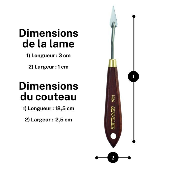 Couteau à peindre - SENNELIER - N°1024 - Manche en bois - Lame en acier - Techniques huile/acrylique