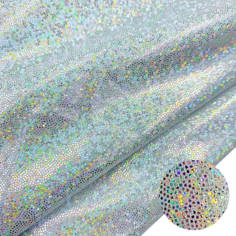1Pcs 150*100cm Glitter Laser Polyester Fabric Iridescent Holographic Wedding Party Background Doll Clothing Decor DIY Material