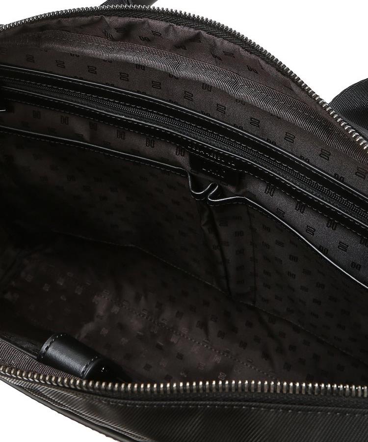 Daks Men'S Accessories Black Leather Partial Check Briefcase Dbba6F331Bk