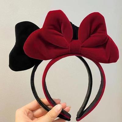 Bai Lu Red Velvet Bow Headband: Cute, Festive, High-End Birthday and Christmas Hair Accessory