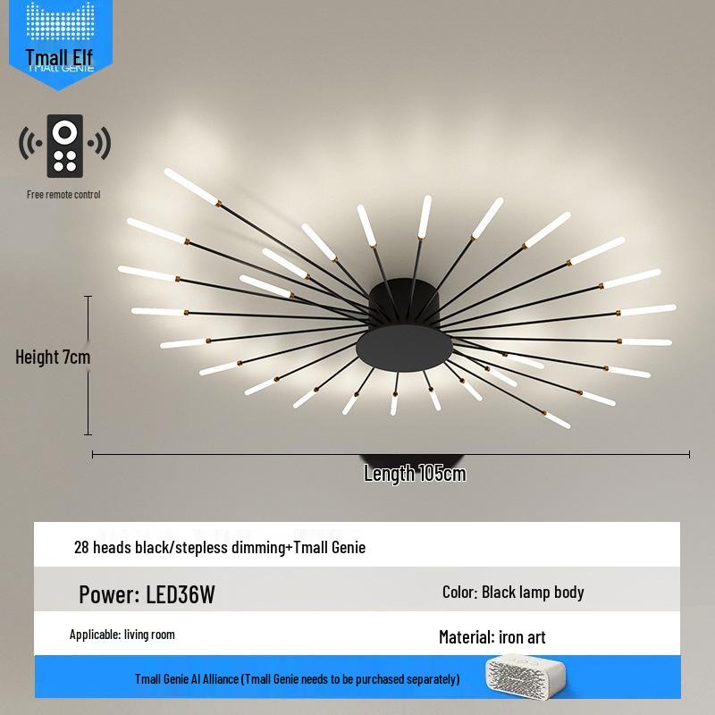 Nordic Fireworks Rotating LED Ceiling Light - High-End Living Room and Bedroom Lighting