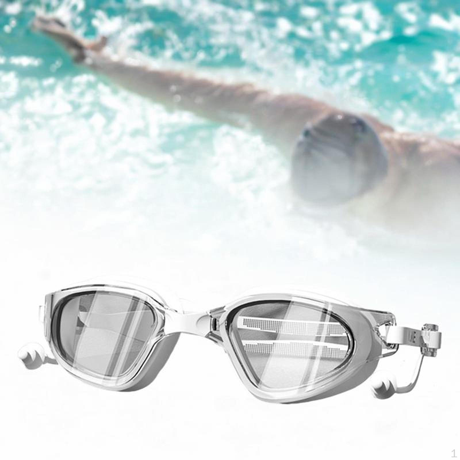 

Очки для плавания с затычками для ушей. Удобные очки с широким обзором для плавания. белый