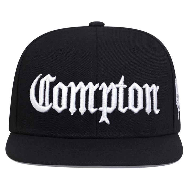 COMPTON Czapka z daszkiem z haftem Hip-hopowa czapka Snapback Płaski daszek Punk Rockowe czapki Modne czapki codzienne