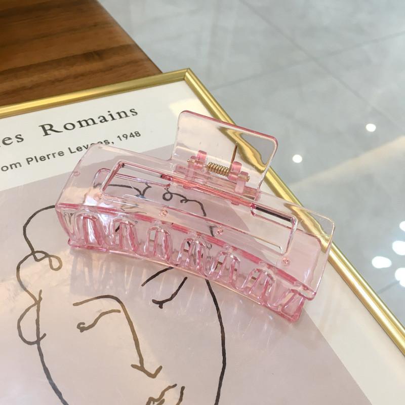 Stylish Korean Jelly Color Square Transparent Hair Claw Clip For Women In Soft Tones