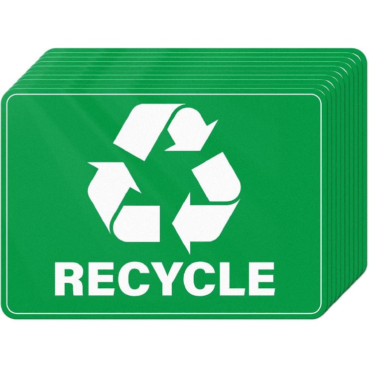 10 Pack Trash Cans Stickers 10 × 7 Inches Vinyl Weatherproof Self Adhesive Recycle Sign for Waste B Home Business