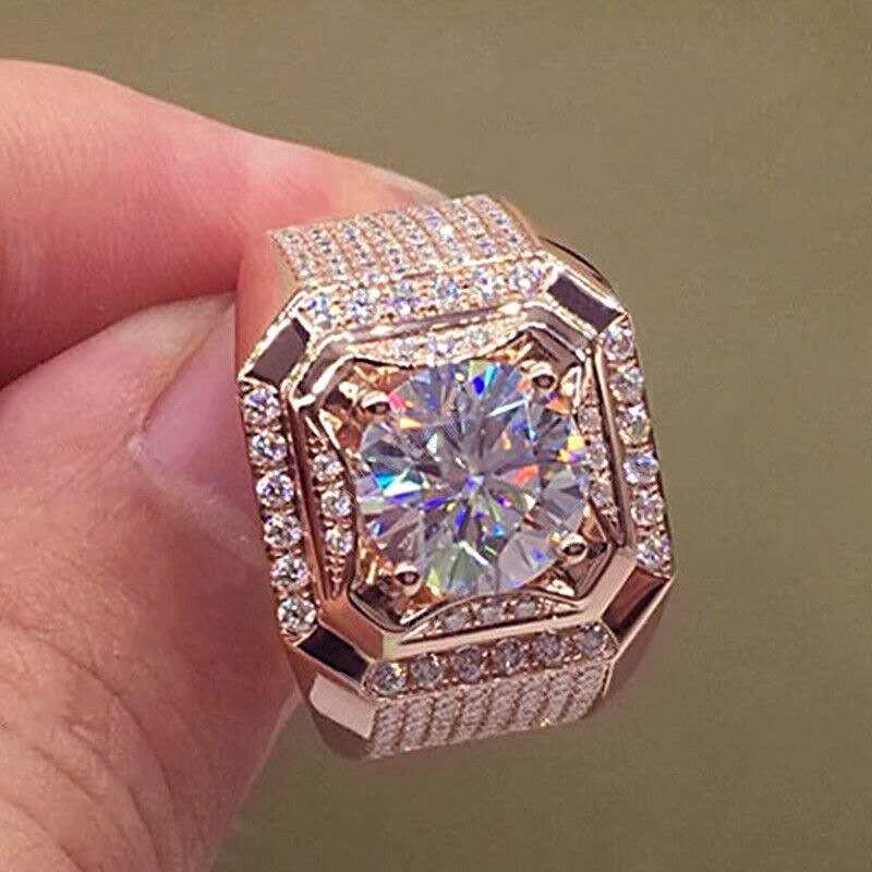 Weiya Luxury Zircon & Silver Diamond Wedding Ring for Men & Women