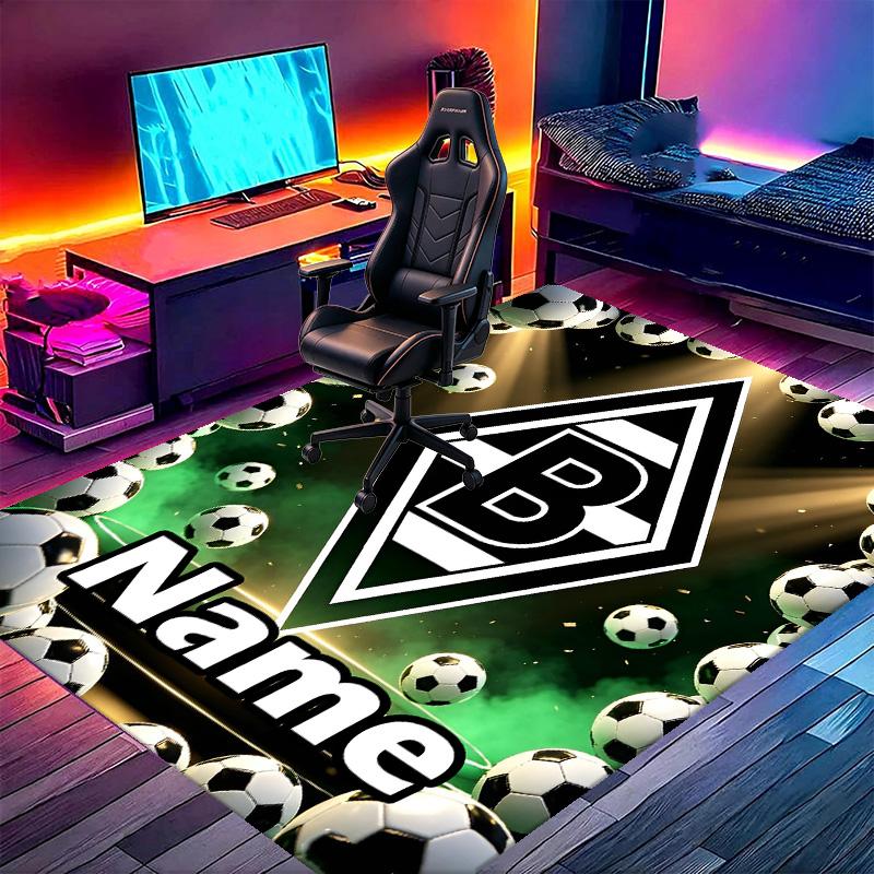 Benutzerdefinierter Name Personalisierter Borussia Mönchengladbach Druckteppich, Vielseitiger Wohnkulturteppich, für Spielzimmer, Wohnung, Balkon, Eingangsbereich, Flur Geschenk
