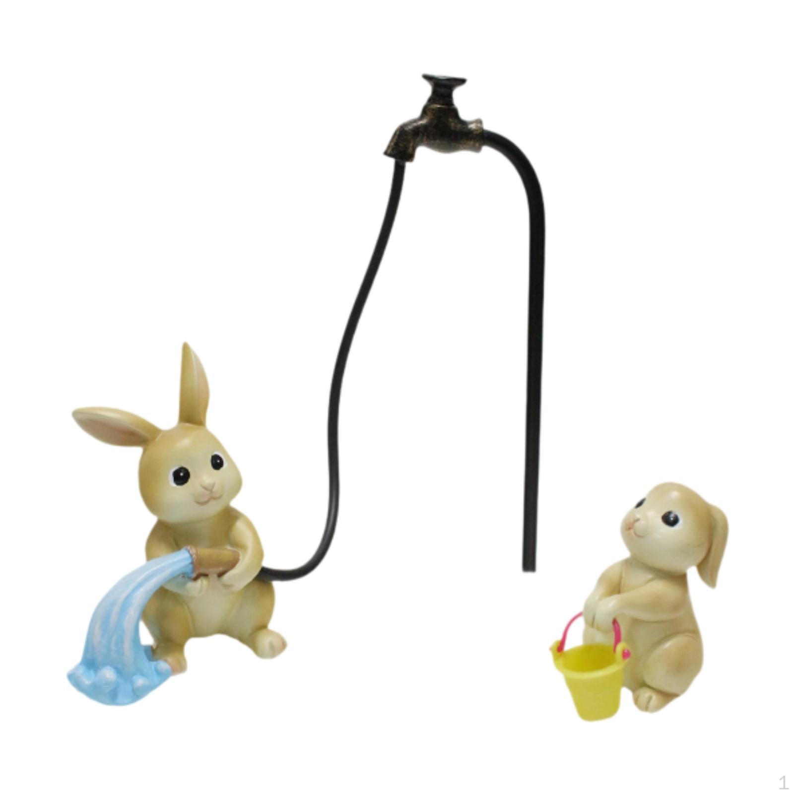

Rabbit Statue Resin Sculpture DIY Lifelike Landscape Ornament Bunny Figurines for Outdoor Flowerpot