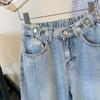 DIMANAF 2025 Neue Sommer Kurze Jeanshosen Damen Knöpfe Locker Lässig Denim Harems Hosen Big Blue Pants