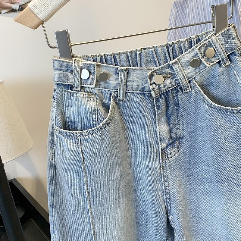 DIMANAF 2025 Neue Sommer Kurze Jeanshosen Damen Knöpfe Locker Lässig Denim Harems Hosen Big Blue Pants