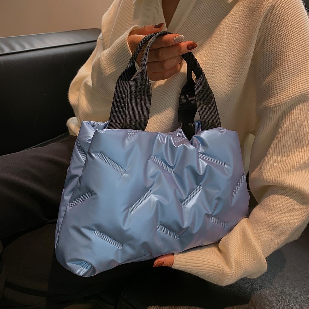 Autumn Winter Female Handbags Casual Women Cotton-Padded Bag Soft Fashion Warm Large Capacity Solid Color For Girls Shopping