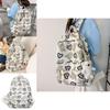Girl Nylon Cute School Backpack With Love Heart Bear And Letters Print Design For Daily Use