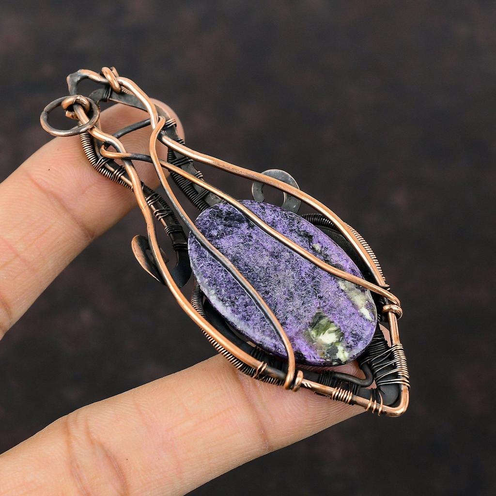 Purpurite Pendant Copper Wire Wrapped Pendant Handmade Jewelry Natural Gemstone Pendant Ethnic Pendant Gift For Her Beautiful Copper Jewelry