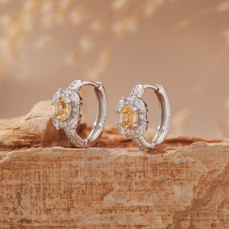 Natural Sapphire Garnet Olivine Topaz Diopside Stud Earrings Women'S Earrings Ear Buckles S925 Sterling Silver