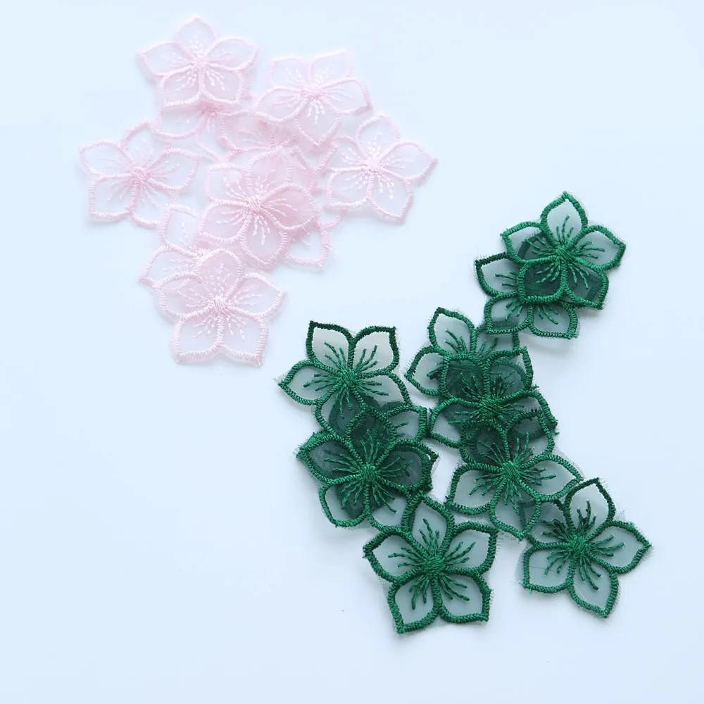 10Pcs Black White Lace Embroidered Flowers Patches Applique Patch Decoration