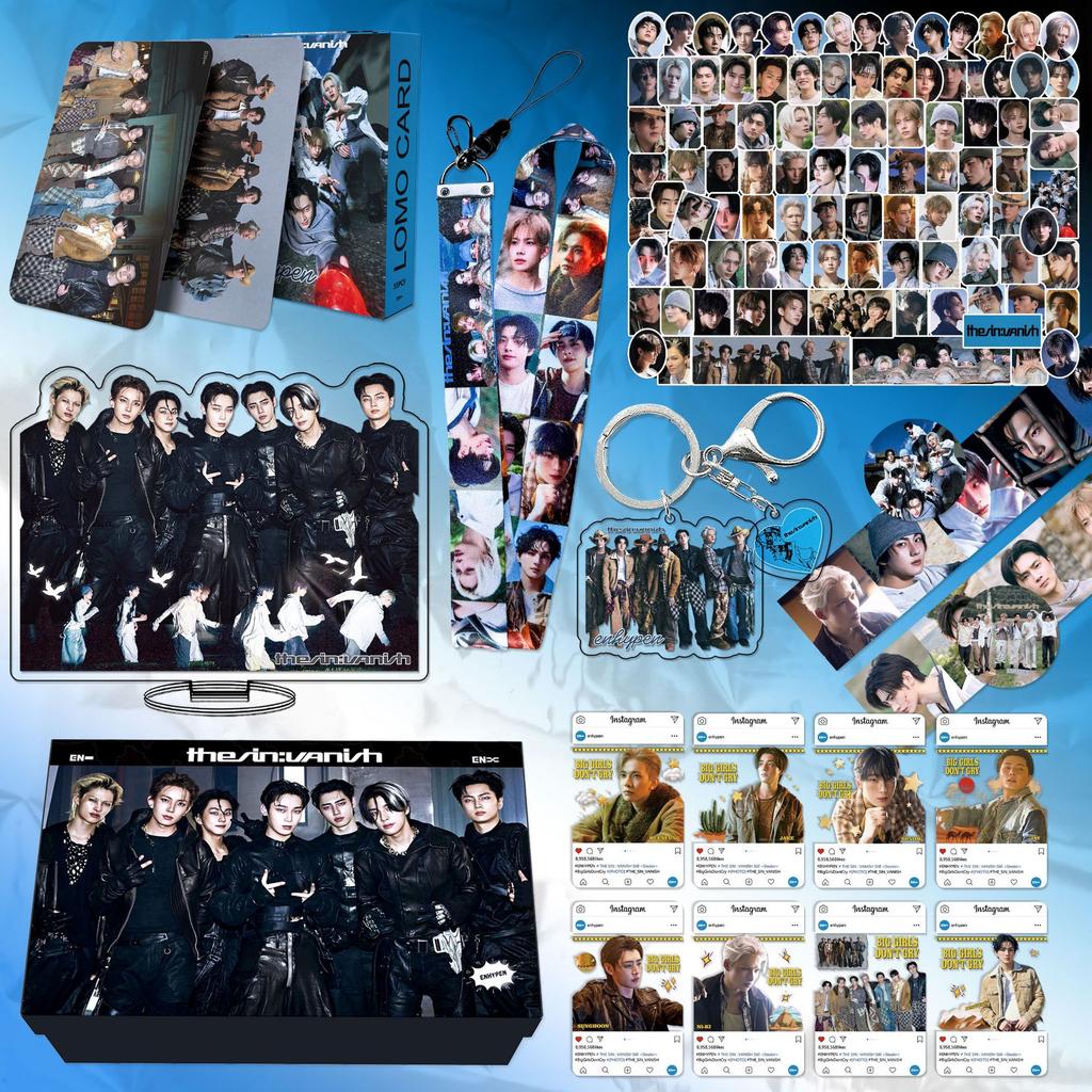 ENHYPEN "thesin:vanish" Album Merchandise Gift Set - 55Pcs Lomo Cards, Acrylic Standee, Keychain, Lanyard & Stickers Pack for ENGENE