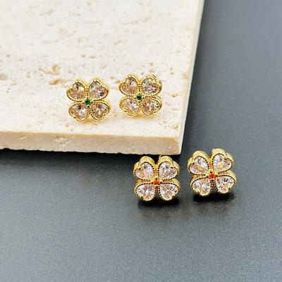 High-End Ontwerp Stud Oorbellen Liefde Bloem Zirkonia Ingelegde Oorbellen
