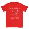 Cat Hello Darkness My Old Friend Black Cat T Shirt Summer  Trendy Cool T Shirts Mens Pure Cotton ONeck Oversized Top Tees