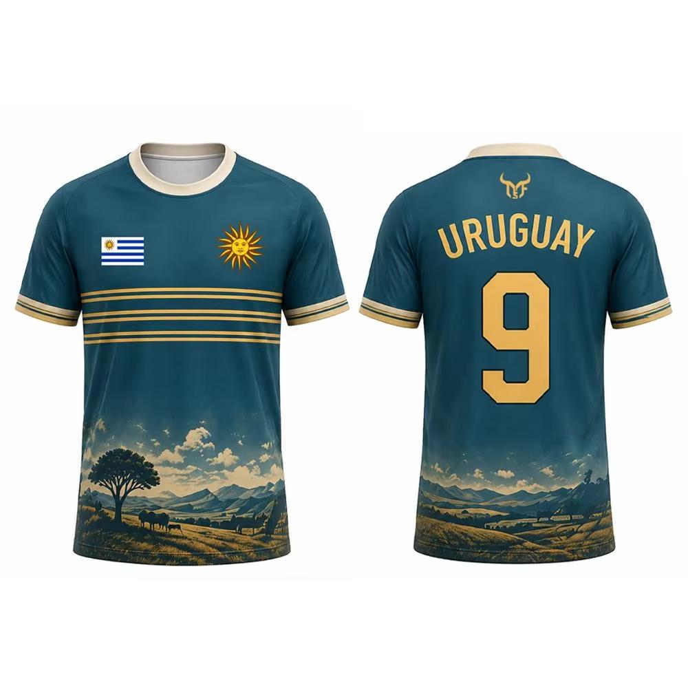 Uruguay Flag Pattern Soccer T Shirt Gaucho Lighthouse Print Family Edition Kids Adults Tee Sports Top Breathable Training Shirt