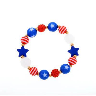US Independence Day Jewelry Set: Punk Flag Necklace, Earrings & Bracelet - Beaded National Flag Retro Style