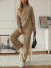 Women's European & American Style Thick Knit Zipper Cardigan Sweater + Wide-Leg Pants Two-Piece Set for Autumn/Winter