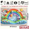 Rainbow Hot Air Balloon Tapestry, 3D Paper Cut Floral Background Cloth, Cute Kids Room Wall Decor