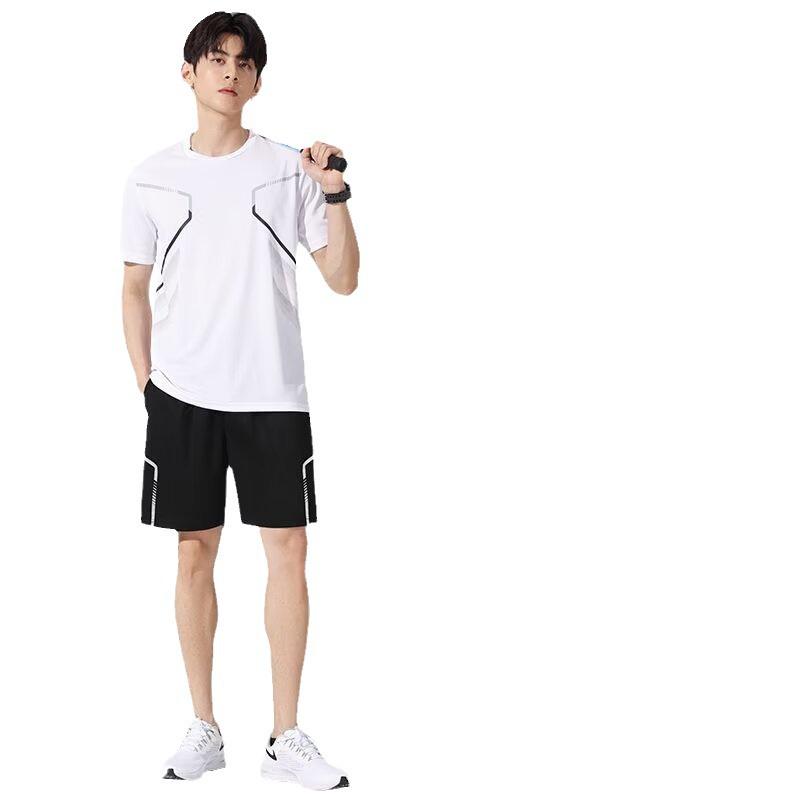 Costum de alergare casual unisex din mătase de gheață, cu uscare rapidă - mărime mare, mânecă scurtă