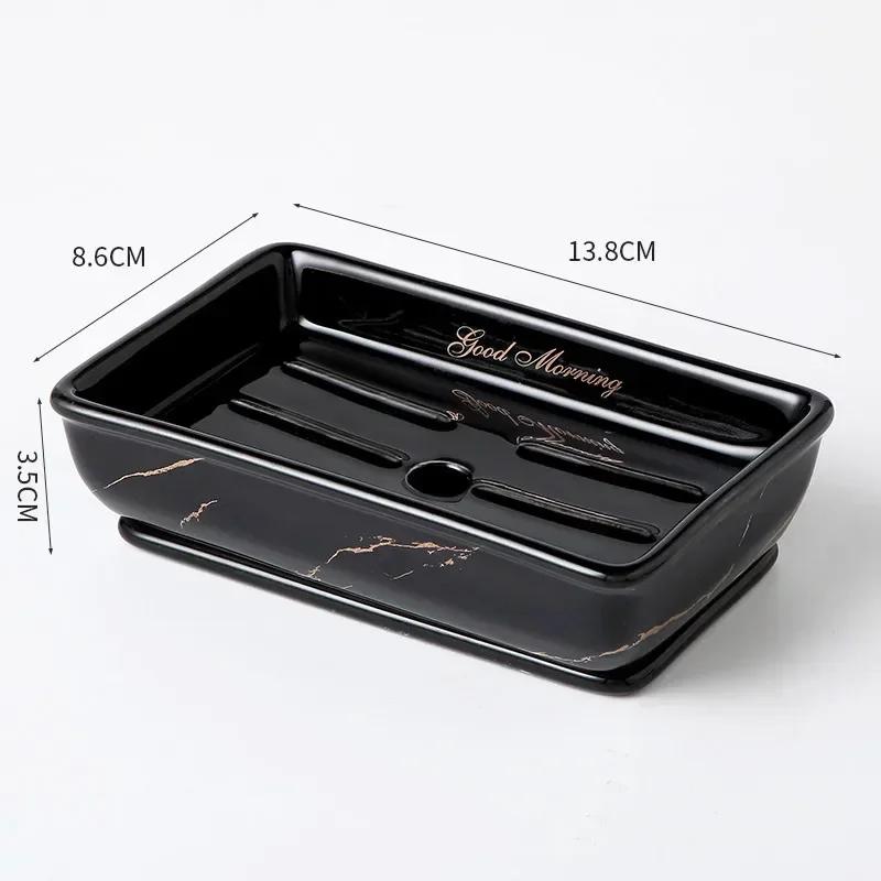 Light Luxury Soap Holder Ceramic Rectangle Household Bathroom Accessories Soap Dish Holders Restroom Organizer Kitchen Storage