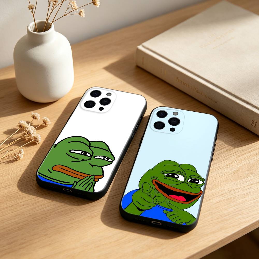 Funny P-Pepe the F-Frog Phone Case For iPhone 17,16,15,14,13,12,11 Plus,Pro,Max,Mini Silicone Black Soft Cover