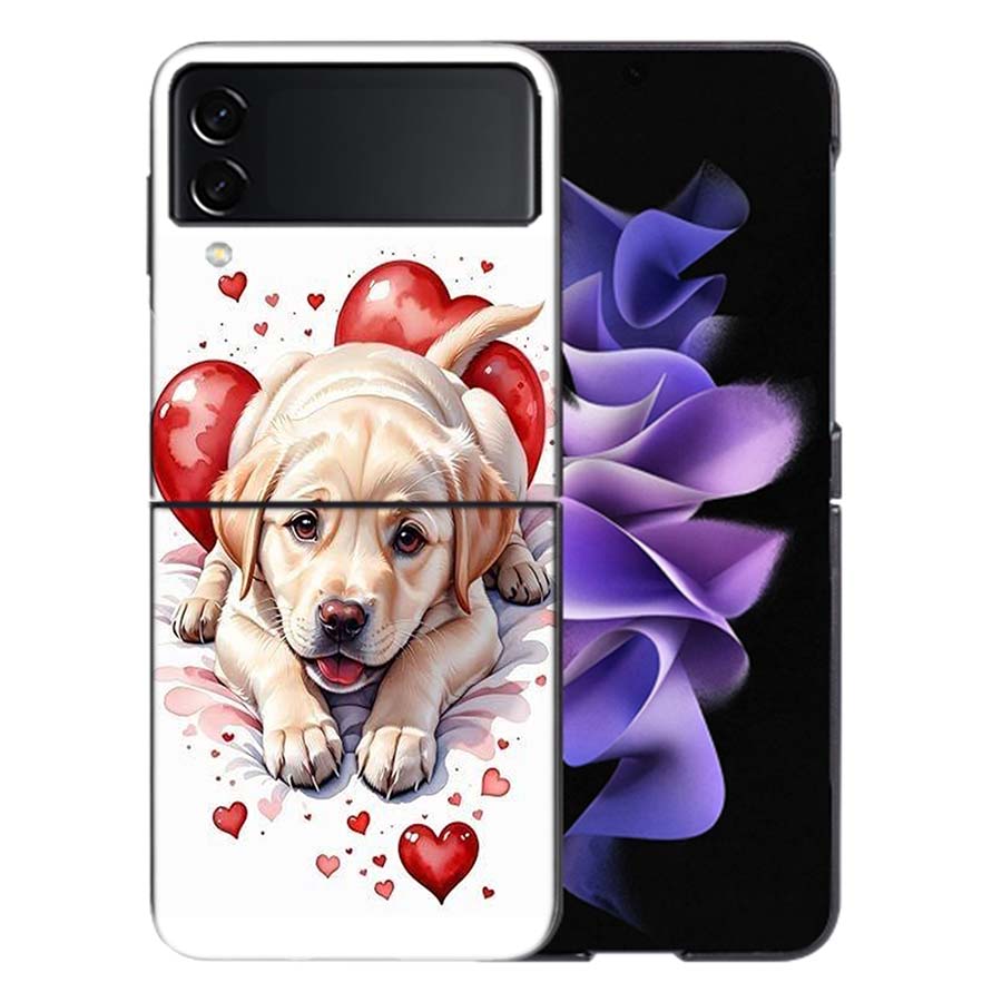 

Милый Щенок Сердце Собаки Чехол Для Samsung Z Flip7 6 Galaxy Чехол Ударопрочный Z Flip5 Z Flip3 4 5G Жесткая Крышка Телефон TPU PC Жесткий Fu Galaxy Z Flip
