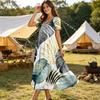Robe longue à fleurs style bohémien pour femmes, décontractée, ample, manches courtes, longue, Maxi, robe de plage, été
