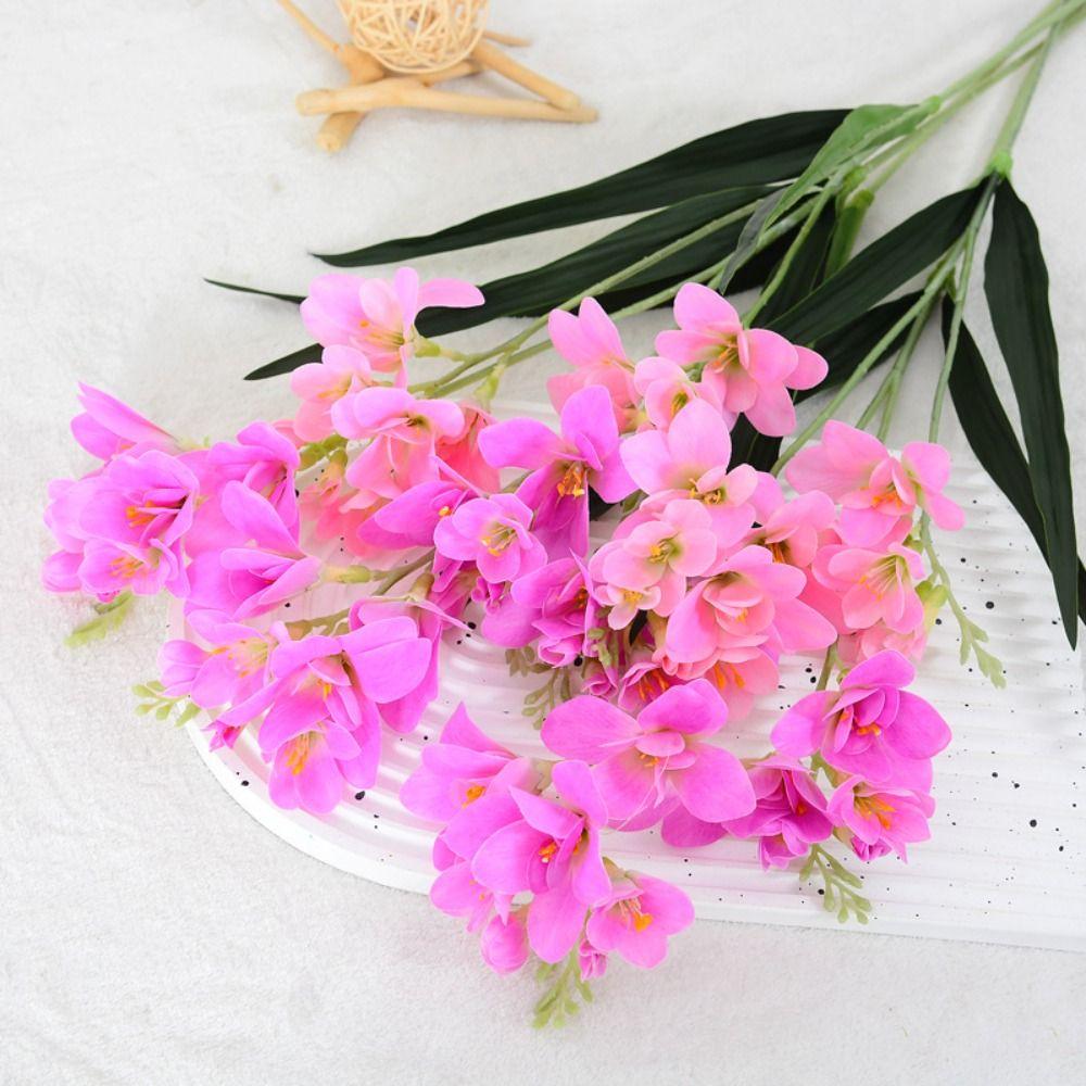 Realistic Artificial Freesia Flowers 2 Fork Simulation Whelan Flower  Wedding Party Decor