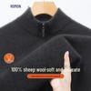 Luomeng Men's 100% Merino Wool Half-Zip Pullover Sweater