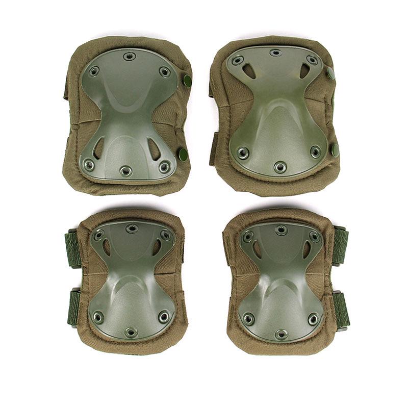 Camouflage Tactical Knee & Elbow Pads Set: 4-Piece Gear for Combat, Training, Riding & Sports Protection