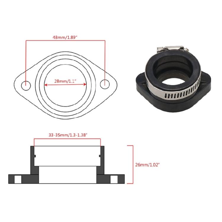 Intake Manifold Connector Motorcycle Carburetor Adapter fit for VM24 26 28 PE