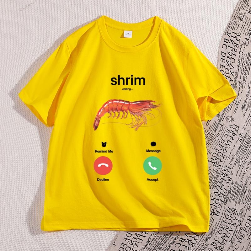 

Shrim Is Calling Meme TShirt Funny Misspelled Shrimp Calling Joke T Shirt for Unisex Women Humor Short Sleeve Male Tops Clothes 4XL