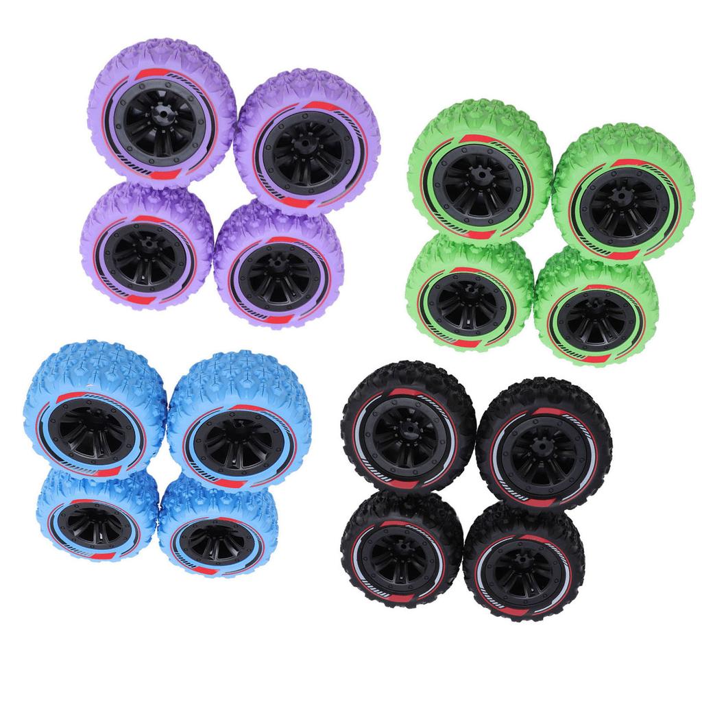 4pcs RC Car Wheels Tires Set with Socket M3 M4 Nut Universal Rubber RC Car Tires for 1/14 1/16 RC Cr