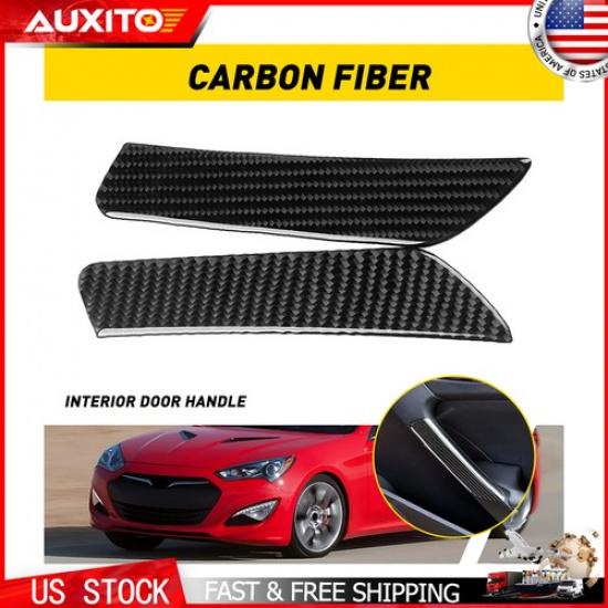 Carbon Fiber Interior Door Handle Cover Trim Set 2Pc Fit Genesis Coupe 2013-2016
