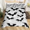 Spooky Dark Bats Duvet Cover Halloween Decoration Glitter Stars Moon Galaxy Bedding Set Cartoon Bat Gothic Comforter Cover Queen