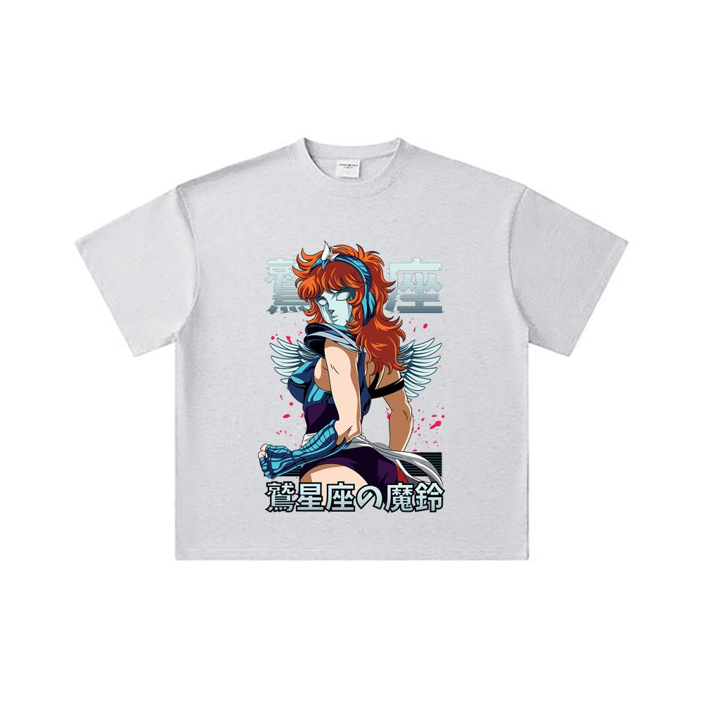 260 GSM Double Yarn 32 Count 100% Cotton Saint Seiya V9 Eagle Marin Print Unisex Heavy Cotton T Shirt