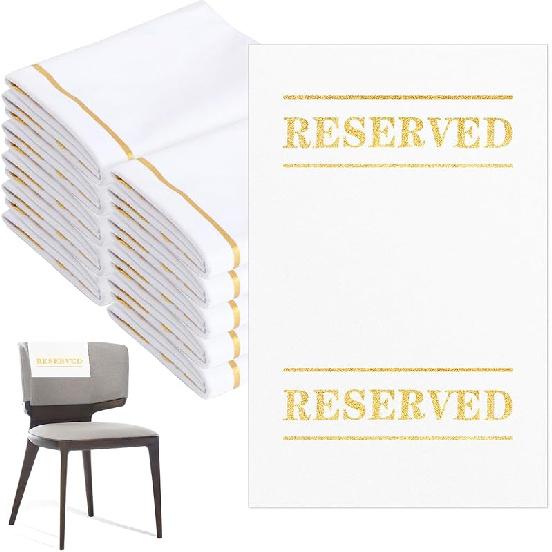 10 Pcs Reserved Chair Signs Cloth Church Placeholder Reserved Pew Signs Chair Reserved Seat Coverswith Printed Words For Weddings, Churches, 10Pcs белый