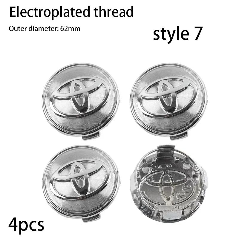 4ks 62mm Styling kol pro auto Krytky středů kol Kryt ráfku Znak Odznak Pro Corolla Yaris CHR Rav4 Auris Avensis
