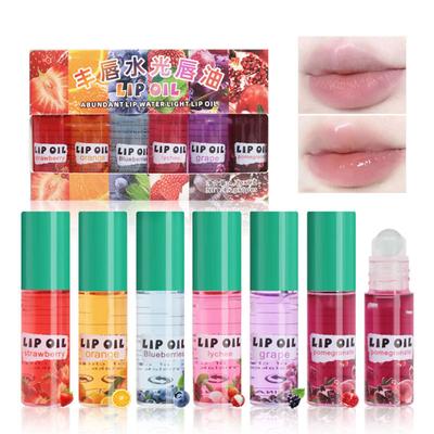 6Pcs Roll-on Fruit Lip Oil Set – Glossy Topcoat for Lipstick
