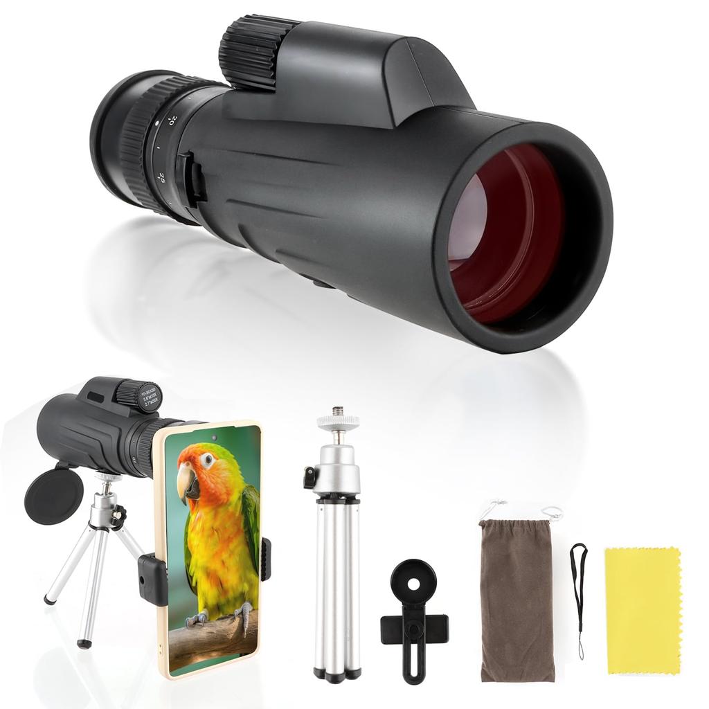 FOCUHUNTER 10-30X50mm High-Magnification Monocular Telescope with Porro Prism, FMC Lens, One-Handed Operation, Portable, Nitrogen-Resistant,