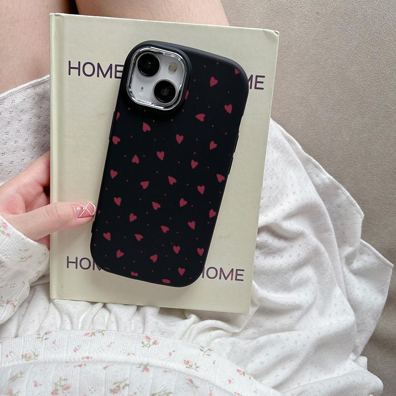 Phone Case for Huawei Honor 600 LIte 5G 50 Nova 10 7 9 SE P30 Pro Red Polka Dot Love Heart Silicone Plating Metal Lens Cover