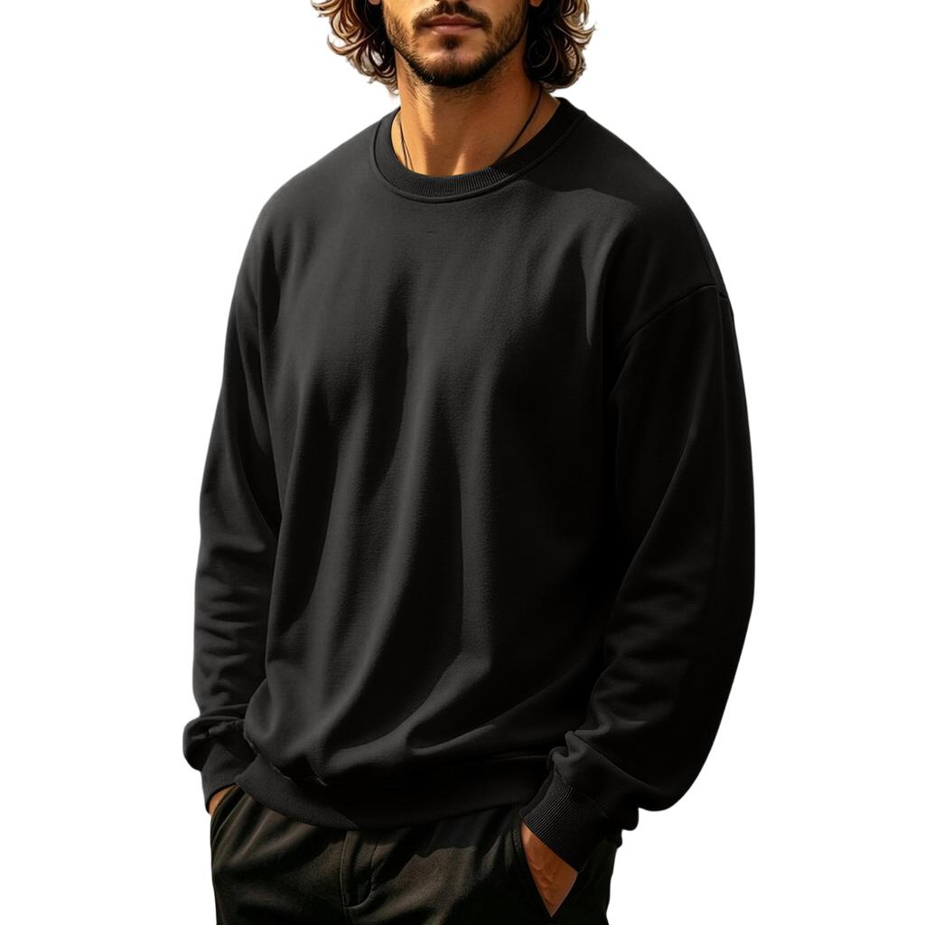 Men's Neck Sweatshirt Color Casual Pullover