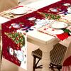 Eleganter Weihnachtstischläufer Schneemann Weihnachtsbaum Muster Feiertags-Tischdecke für Zuhause Küche Esszimmer Dekoration