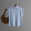 Maglione Autunnale a Collo Alto Senza Maniche Lavorato a Maglia a Scacchi, Top da Donna Largo Casual alla Moda, Camicia Base
