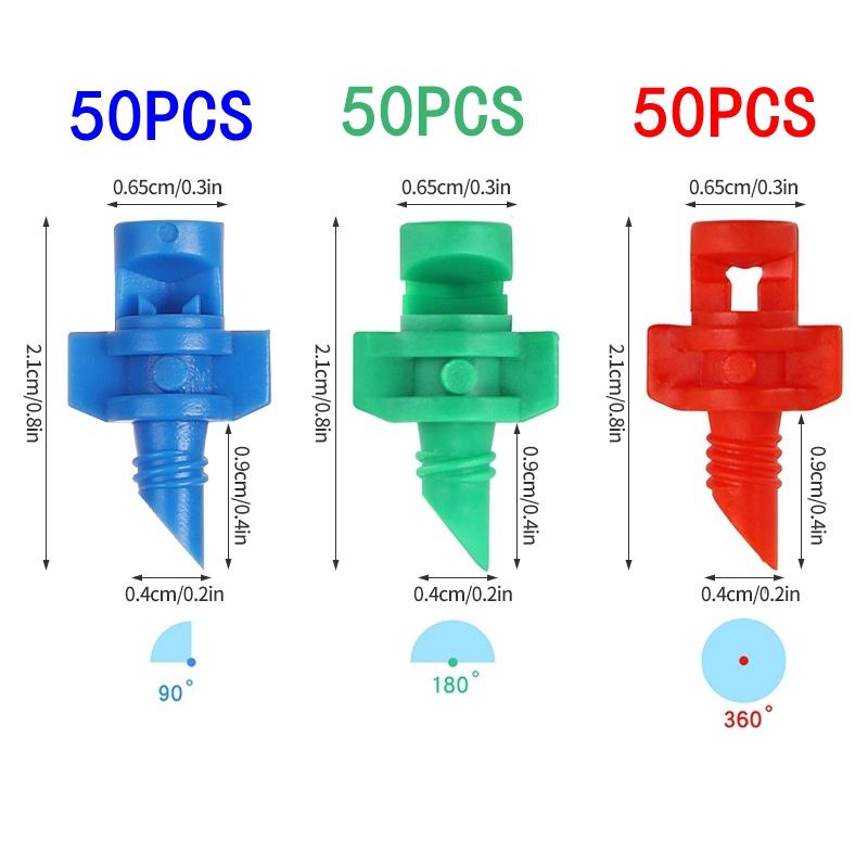 90 180 360 Angle Refractive Sprinkler 50Pcs Micro Atomizing Garden Sprinkler Refraction Spray Misting Nozzle Plant Irrigation