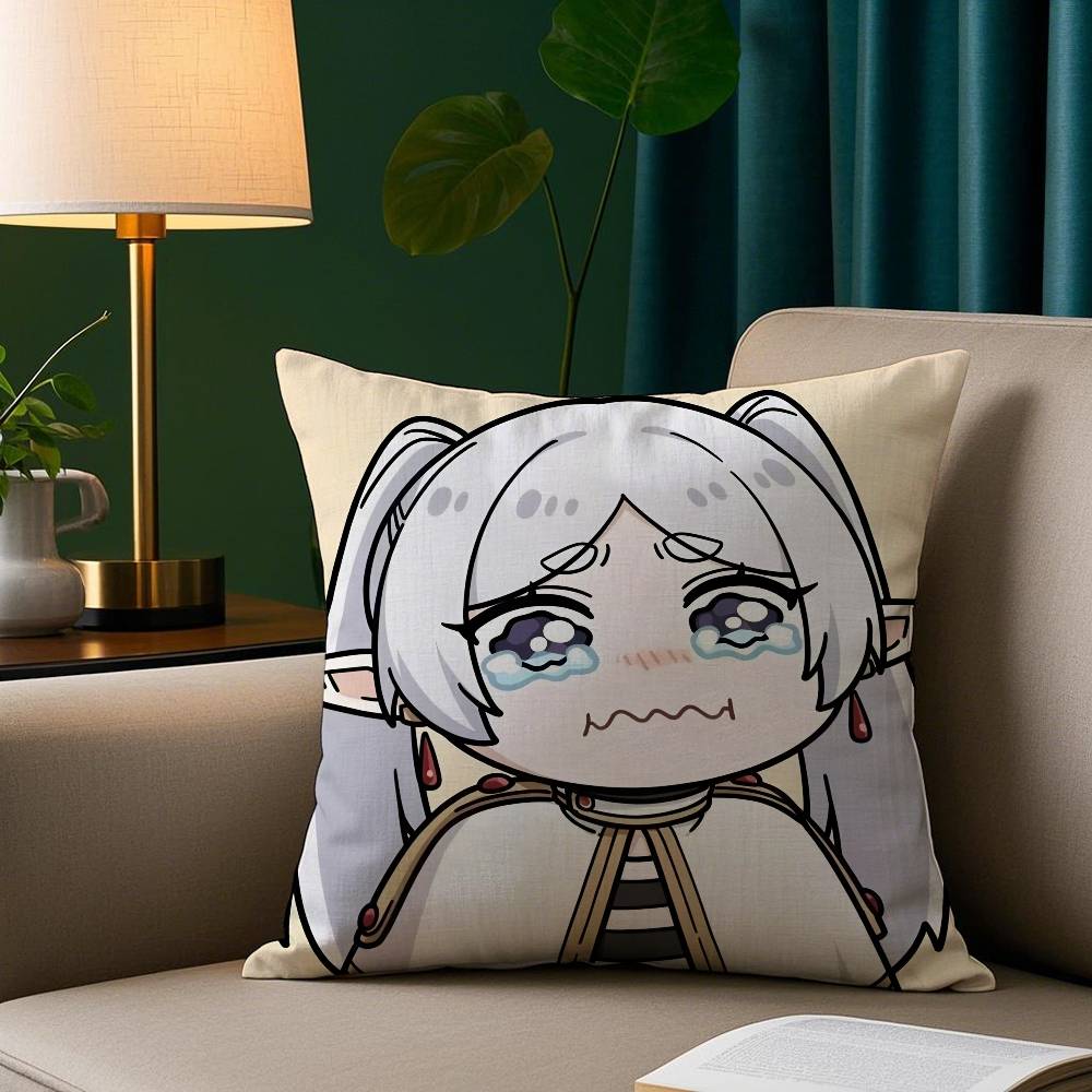 Cute Anime F-Frieren Pillow Case Plush Fabric Soft Pillowcase Double Sided Print Sofa Cushion Cover Throw